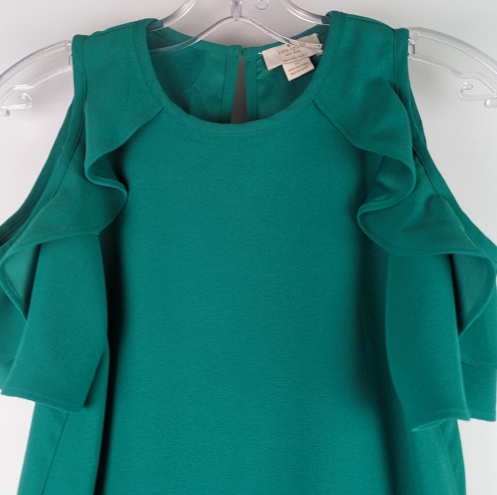 Kate Spade♠️ GIRLS Green Cold Shoulder Ruffle Sheath Dress
